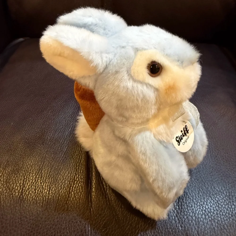 Plush Steiff Germany Blue Bunny with Carrots Toy NWT